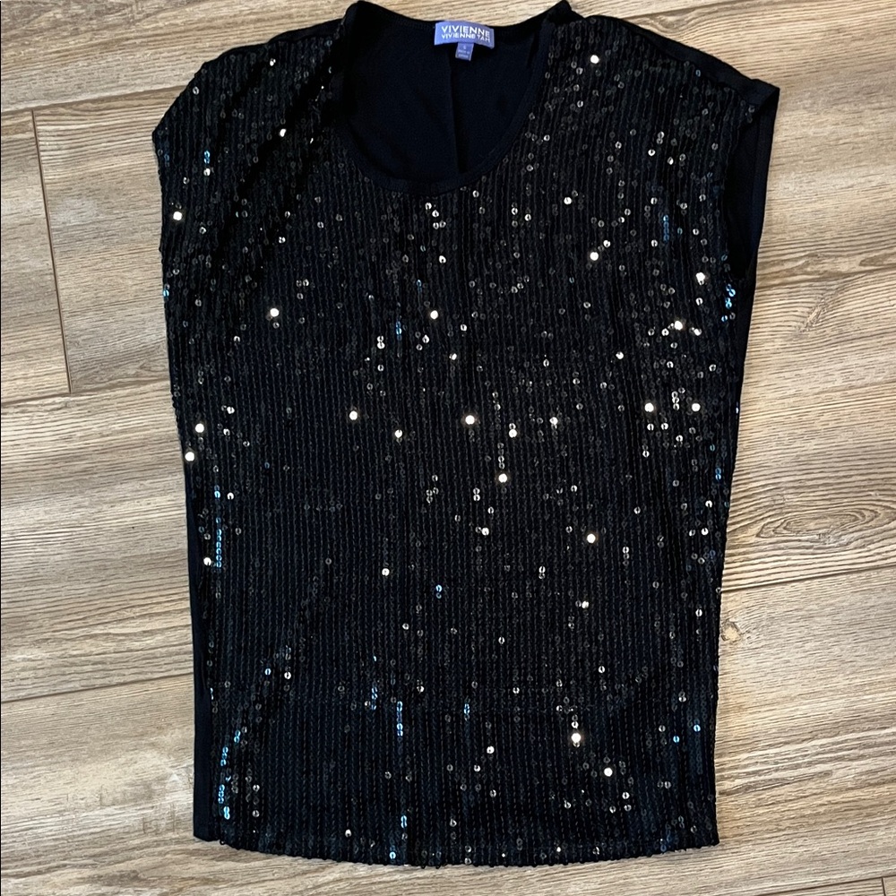 Vivienne Tam Black Sequin Camisole Tank